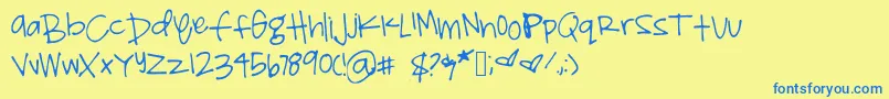 Shelbyprint-Schriftart – Blaue Schriften auf gelbem Hintergrund