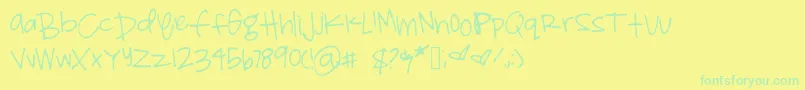 Czcionka Shelbyprint – zielone czcionki na żółtym tle