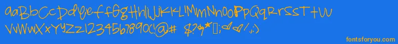 Shelbyprint Font – Orange Fonts on Blue Background
