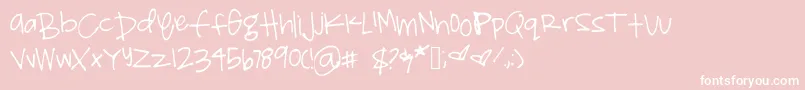 Fonte Shelbyprint – fontes brancas em um fundo rosa