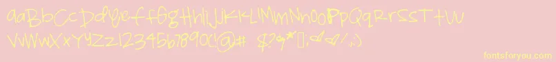Shelbyprint-Schriftart – Gelbe Schriften auf rosa Hintergrund