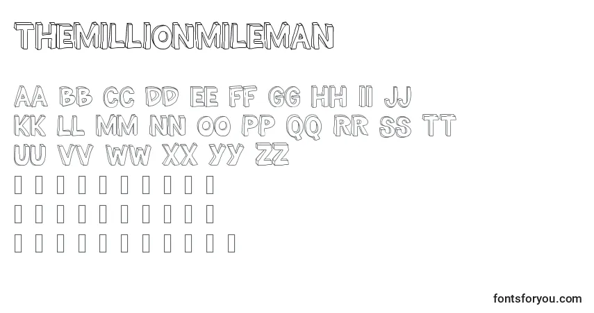 A fonte TheMillionMileMan – alfabeto, números, caracteres especiais