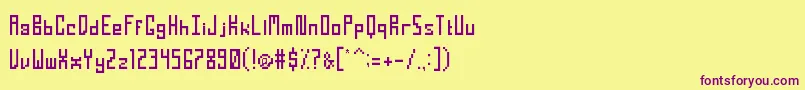 フォントTightPixel – 紫色のフォント、黄色の背景