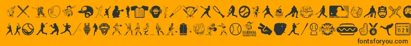 BaseballIcons-Schriftart – Schwarze Schriften auf orangefarbenem Hintergrund