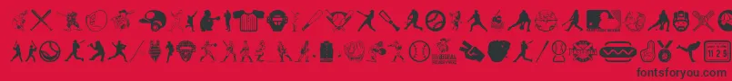 BaseballIcons Font – Black Fonts on Red Background