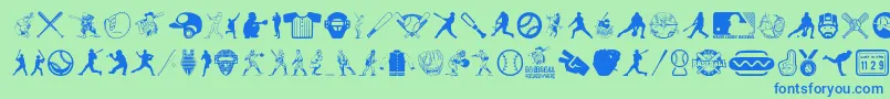 Шрифт BaseballIcons – синие шрифты на зелёном фоне