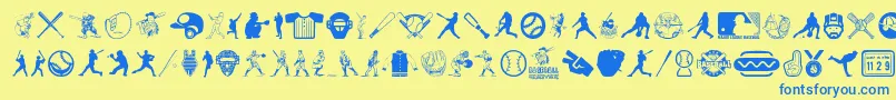 Шрифт BaseballIcons – синие шрифты на жёлтом фоне