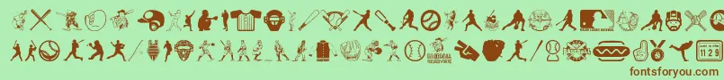 BaseballIcons-Schriftart – Braune Schriften auf grünem Hintergrund