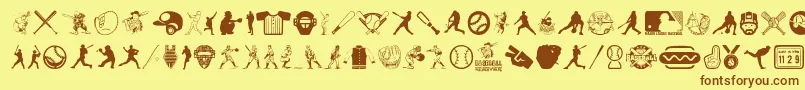 BaseballIcons-Schriftart – Braune Schriften auf gelbem Hintergrund