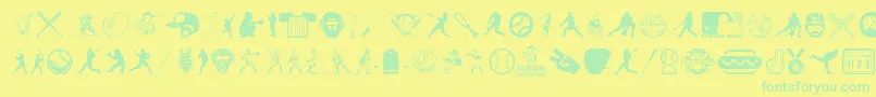 BaseballIcons Font – Green Fonts on Yellow Background