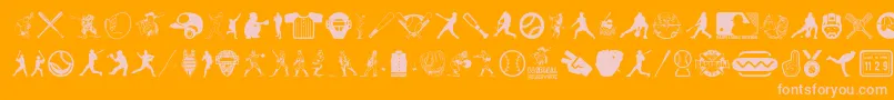 BaseballIcons-Schriftart – Rosa Schriften auf orangefarbenem Hintergrund