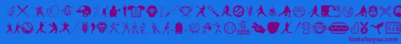 BaseballIcons Font – Purple Fonts on Blue Background