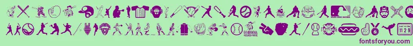 Weitere Informationen zur BaseballIcons-Schriftart BaseballIcons-Schriftart – Violette Schriften auf grünem Hintergrund