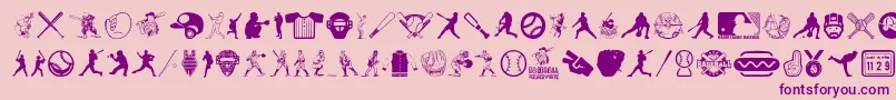 BaseballIcons-fontti – violetit fontit vaaleanpunaisella taustalla