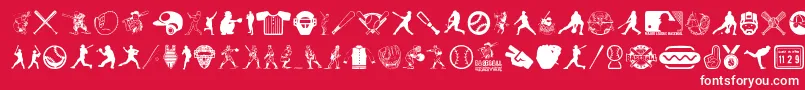 BaseballIcons-Schriftart – Weiße Schriften auf rotem Hintergrund