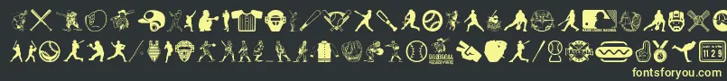 BaseballIcons Font – Yellow Fonts on Black Background