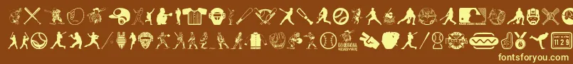 BaseballIcons-Schriftart – Gelbe Schriften auf braunem Hintergrund