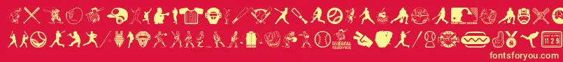 fuente BaseballIcons – Fuentes Amarillas Sobre Fondo Rojo