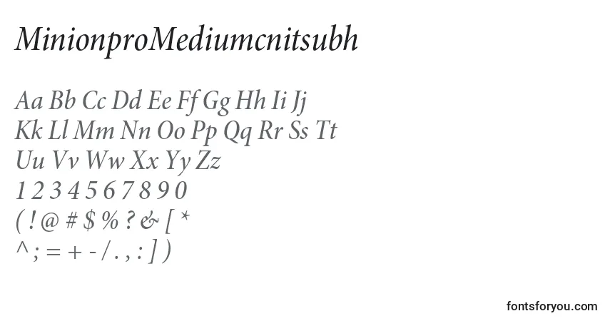 A fonte MinionproMediumcnitsubh – alfabeto, números, caracteres especiais