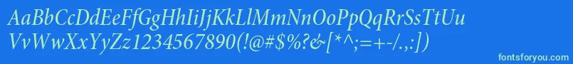 MinionproMediumcnitsubh Font – Green Fonts on Blue Background