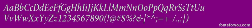 MinionproMediumcnitsubh Font – Green Fonts on Purple Background