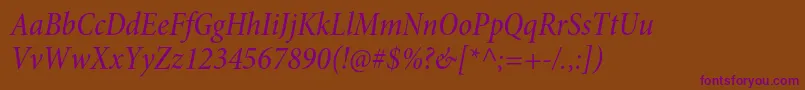 MinionproMediumcnitsubh Font – Purple Fonts on Brown Background