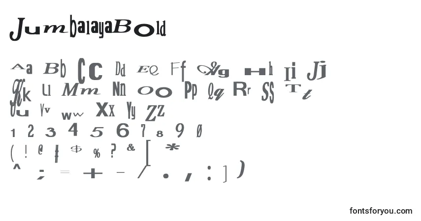 Шрифт JumbalayaBold – алфавит, цифры, специальные символы