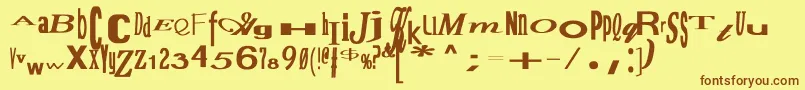 フォントJumbalayaBold – 茶色の文字が黄色の背景にあります。