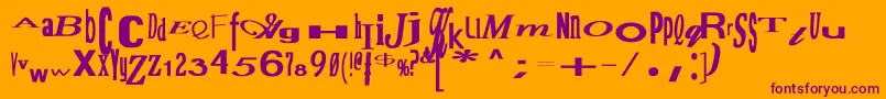 Czcionka JumbalayaBold – fioletowe czcionki na pomarańczowym tle
