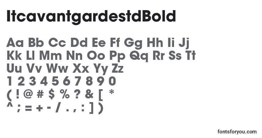 A fonte ItcavantgardestdBold – alfabeto, números, caracteres especiais