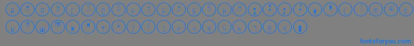 フォントQ – 灰色の背景に青い文字