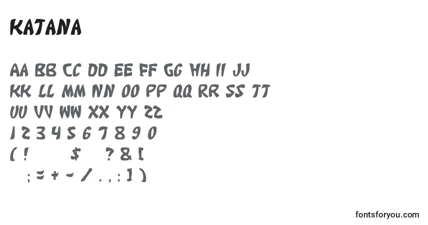 Шрифт Katana – алфавит, цифры, специальные символы