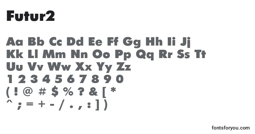 A fonte Futur2 – alfabeto, números, caracteres especiais