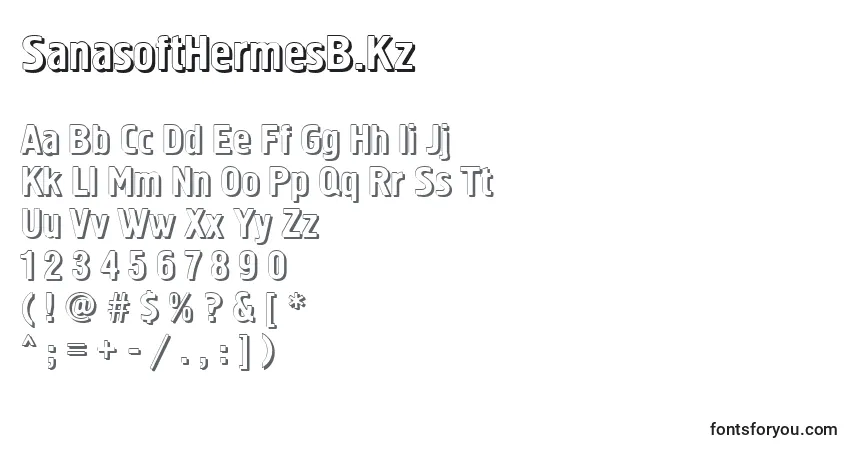 A fonte SanasoftHermesB.Kz – alfabeto, números, caracteres especiais