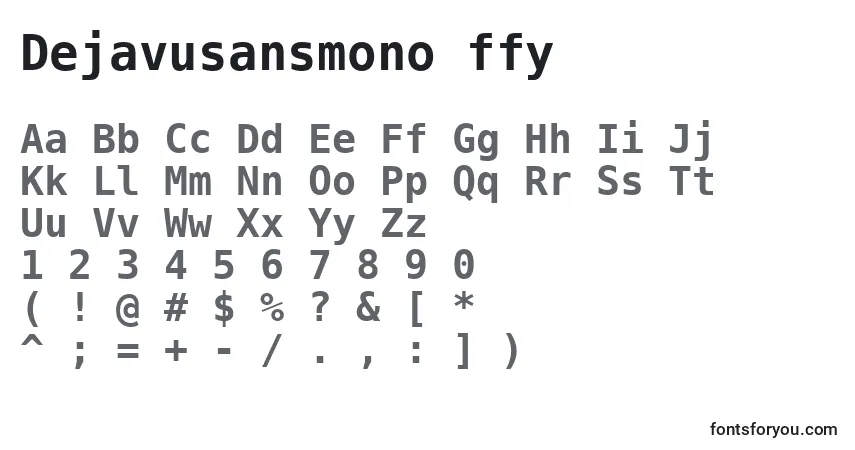A fonte Dejavusansmono ffy – alfabeto, números, caracteres especiais