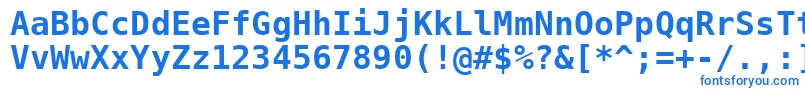 Dejavusansmono ffy-Schriftart – Blaue Schriften auf weißem Hintergrund