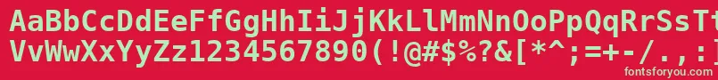 フォントDejavusansmono ffy – 赤い背景に緑の文字