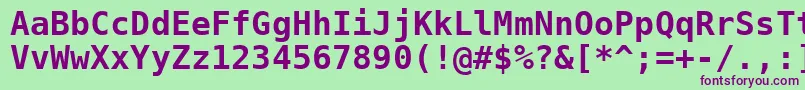 Dejavusansmono ffy-Schriftart – Violette Schriften auf grünem Hintergrund