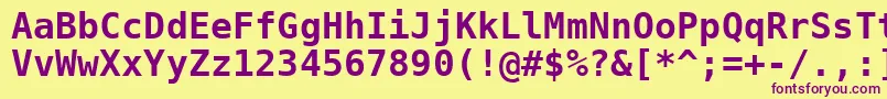 Dejavusansmono ffy-Schriftart – Violette Schriften auf gelbem Hintergrund