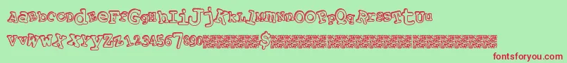 Playalong Font – Red Fonts on Green Background
