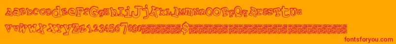 Playalong Font – Red Fonts on Orange Background