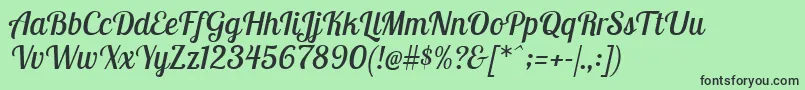 Fonte LobstertwoItalic – fontes pretas em um fundo verde