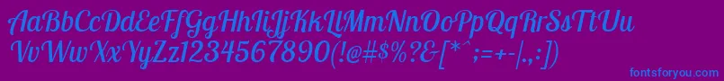 LobstertwoItalic Font – Blue Fonts on Purple Background