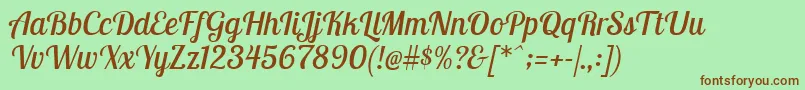 LobstertwoItalic-fontti – ruskeat fontit vihreällä taustalla