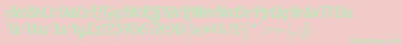 LobstertwoItalic-Schriftart – Grüne Schriften auf rosa Hintergrund