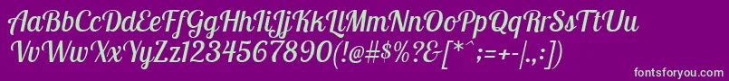 LobstertwoItalic Font – Green Fonts on Purple Background