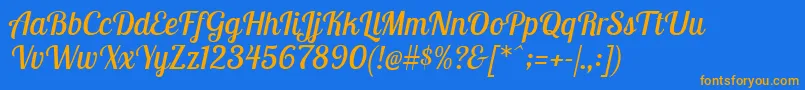 LobstertwoItalic Font – Orange Fonts on Blue Background