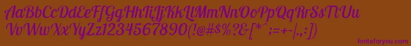 LobstertwoItalic-fontti – violetit fontit ruskealla taustalla
