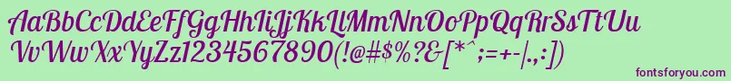 Шрифт LobstertwoItalic – фиолетовые шрифты на зелёном фоне