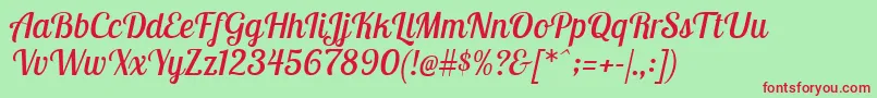 Fonte LobstertwoItalic – fontes vermelhas em um fundo verde